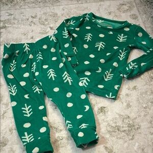 Cat & Jack Green Pajama Set with Tree and Dot Design